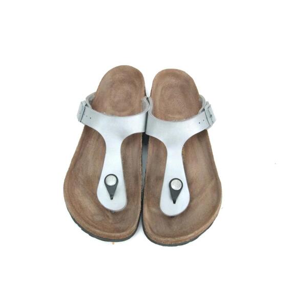 Birkenstock Shoes - Birkenstock Gizeh Sandals Birko Flor Silver Shoes Women's 36 /5